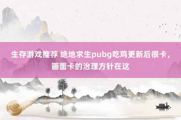 生存游戏推荐 绝地求生pubg吃鸡更新后很卡，画面卡的治理方针在这